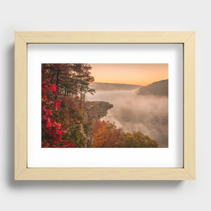 Morning Valleys Of Clouds At Hawksbill Crag Recessed Framed Print
