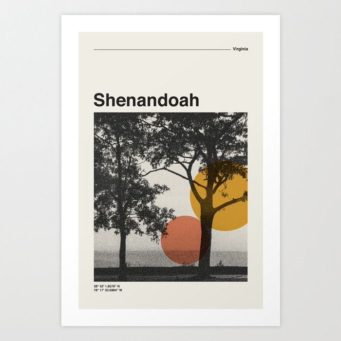 Shenandoah National Park Retro Mid Century Poster Art Print