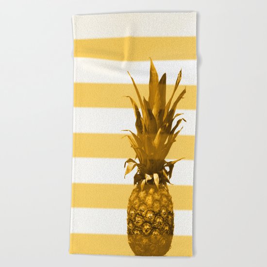 Pineapple with yellow stripes - summer feeling Beach Towel