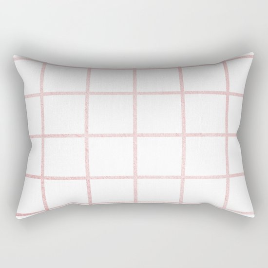 Simply Grid in Rose Gold Sunset Rectangular Pillow