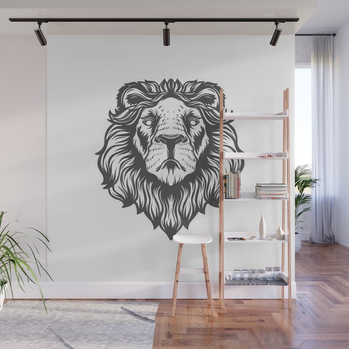 Lion Head Vector Illustration Wall Mural
