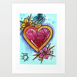 the crystal blossom gold heart Art Print
