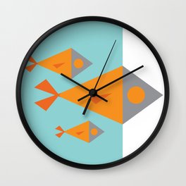 Under the Sea: Retro Geometric Fish Wall Clock
