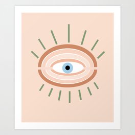 Retro evil eye - neutrals Art Print