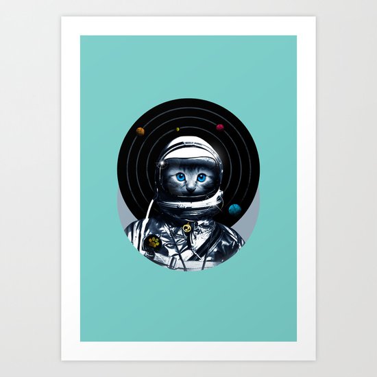 Space Kitten (white ver.) Art Print
