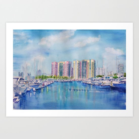 Aqua Towers and Marina in Long Beach Art Print by ...