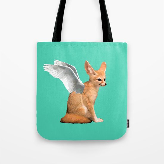 Winged Fennec Fox Tote Bag