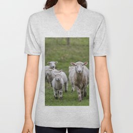 Flock Sheep Lambs V Neck T Shirt