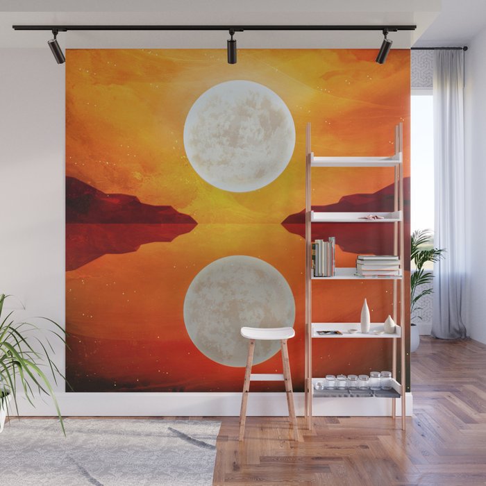 Red Moon Reflection Wall Mural