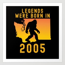 Legends Were Born In 2005 Retro Bigfoot Art Print | Bigfoot, Vintage, Father, Retro, 80S, Gift Idea, Funny Birthday, Best Of, Born In 2005, Fathers Day 