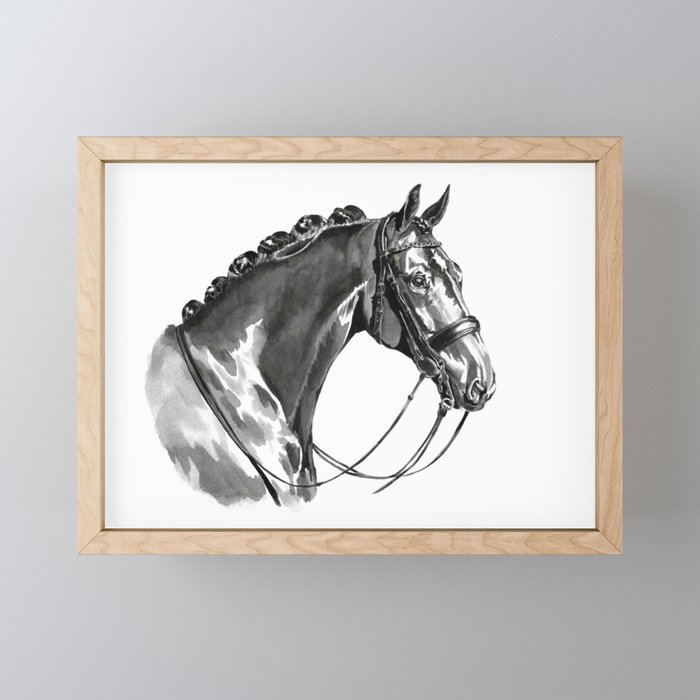 "Helios" art print - Horse portrait - Ink / "Helios" digigrafia - Retrato cavalo - Tinta da China Framed Mini Art Print