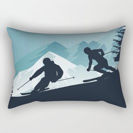 Winter Sport • Best Skiing Design Ever • Blue Background Rectangular Pillow