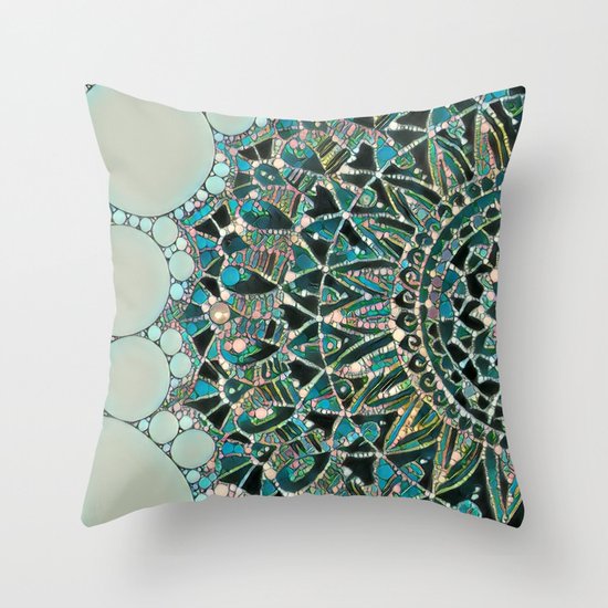 Bloom Mandala in Ocean Throw Pillow