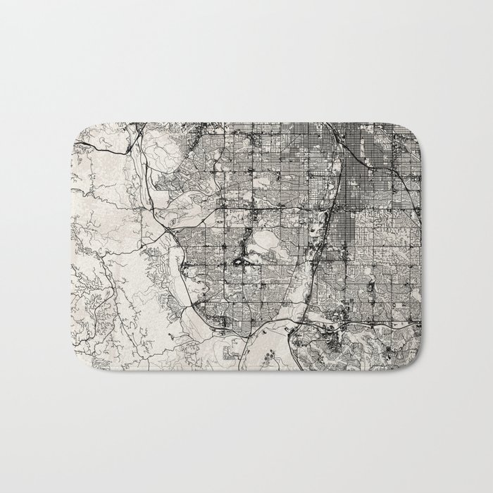 Lakewood, USA - City Map Drawing Bath Mat