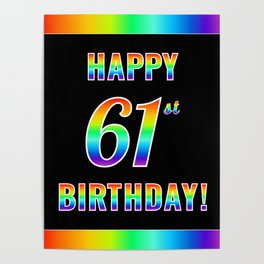 [ Thumbnail: Fun, Colorful, Rainbow Spectrum “HAPPY 61st BIRTHDAY!” Poster ]