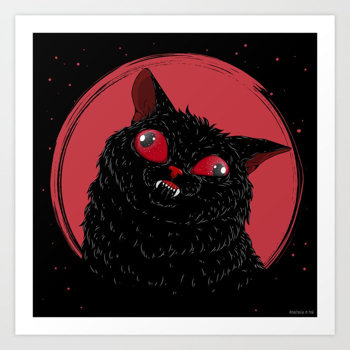 Derpy Black Cat Art Print By A Inred Society6 See more ideas about cat drawing, drawings, animal drawings. derpy black cat art print by a inred