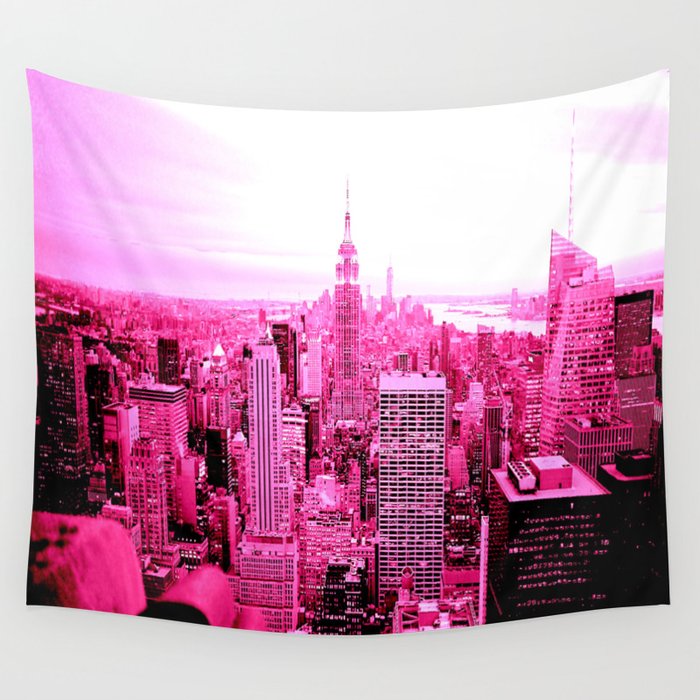 New York City Pink Wall Tapestry