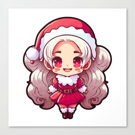 Cute Anime style Mrs. Claus - Christmas themed Canvas Print