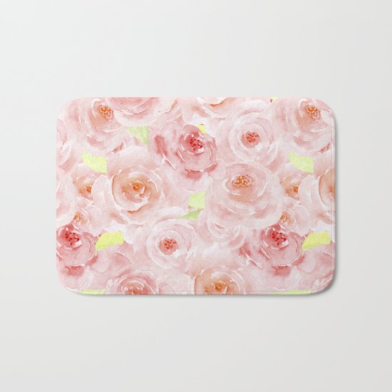 Rose pattern- Beautiful watercolor roses background Bath Mat