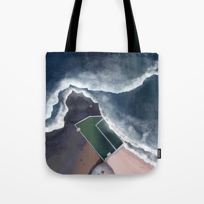 North Narrabeen Rockpool in Sydney Australia | Aerial Illustration Tote Bag