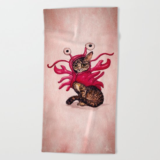 Ma'ama Lisa ~ Lobster Cat Beach Towel