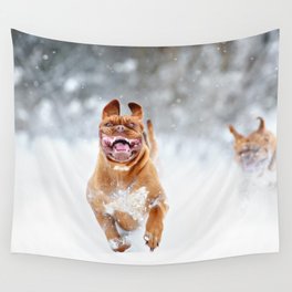 Snow Dog Wall Tapestry