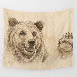 Grizzly Bear Greeting Wall Tapestry