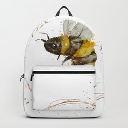BEE Watercolour & Gold Cute Nursery Wall Art Print Backpack | Goldglitter, Bee, Gold, Buzz, Artprint, Painting, Cute, Wallart, Glitter, Homedecor 