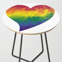 Rainbow Painted Hearts Side Table