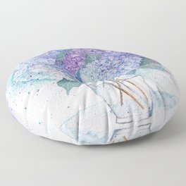 Hydrangea Vase in Watercolor Floor Pillow