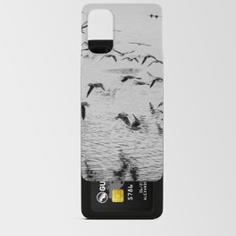 Seagulls in motion, black and white fine art image Android Card Case
