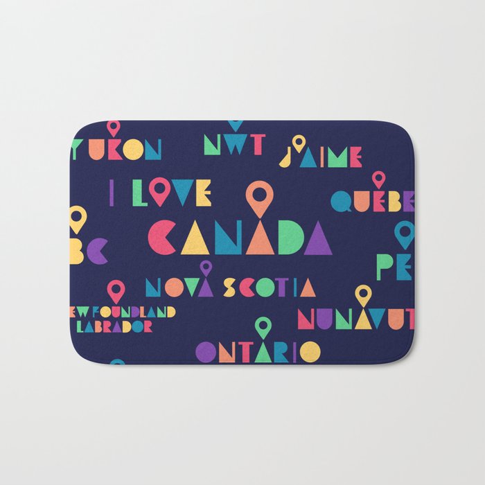 All 13 Canada Provinces and Territories with Maple Bath Mat