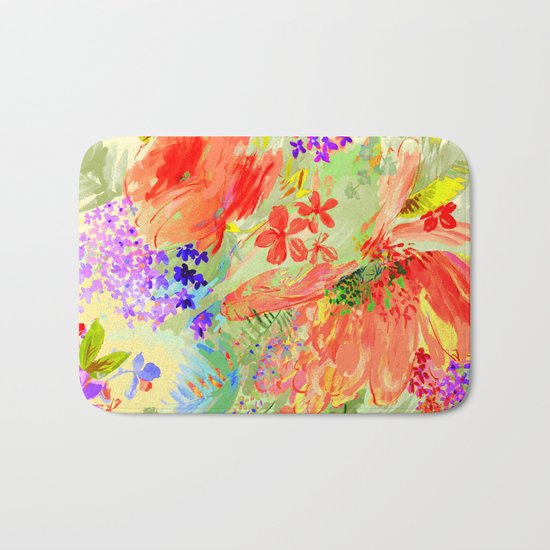 abstract floral hot Bath Mat