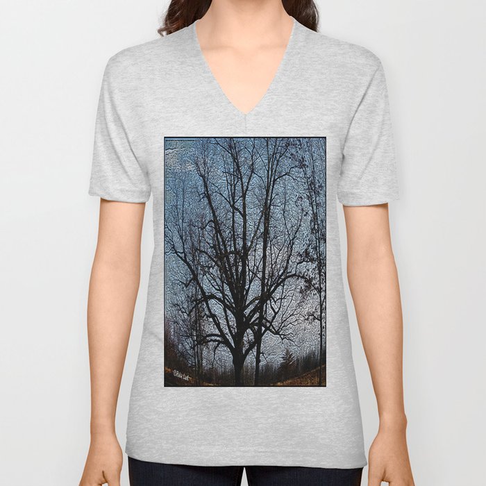Nature Engraved  V Neck T Shirt
