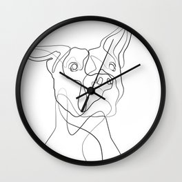 Pitbull Dog Line Art Wall Clock