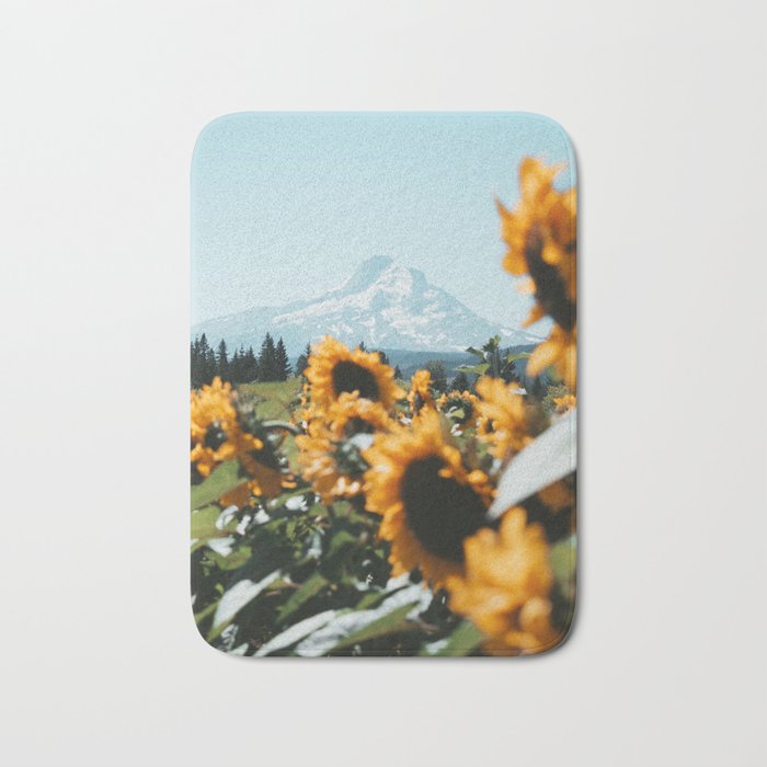 Mt. Hood Sunflower Field Bath Mat