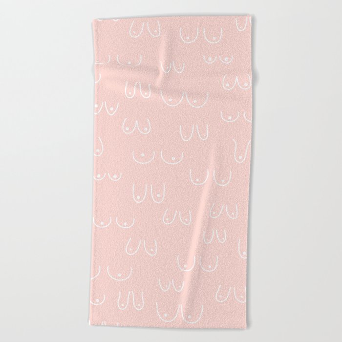 Self Love Boobs Pattern on peach Beach Towel