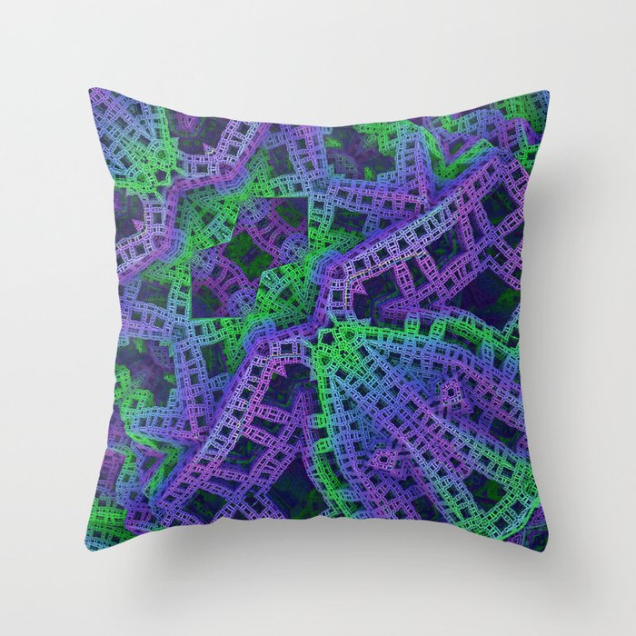Green and purple film ribbons Throw Pillow
