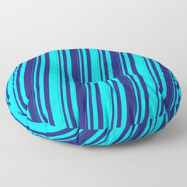 [ Thumbnail: Cyan & Midnight Blue Colored Stripes/Lines Pattern Floor Pillow ]