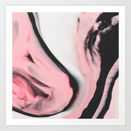 Modern pink marble and black Art Print