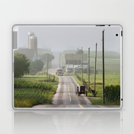 Amish Buggy confronts the Modern World Laptop & iPad Skin | Photo, Lancaster, Foggy, Art, Truck, Amish, Road, Farm, Buggy, Rural 