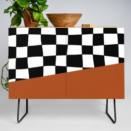 Checkered Stripe Block (burnt orange/black/white) Credenza