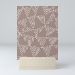 Triangles within Triangle: White Triangles and Taupe Background Mini Art Print