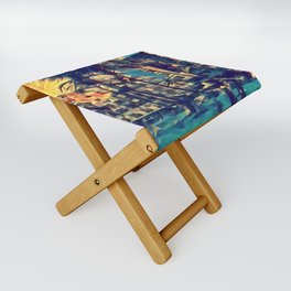 Miami South Beach with Palm Trees along the Ocean Drive Folding Stool