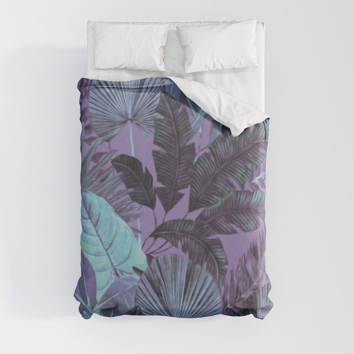 Tropical Leaf Lilac Duvet Cover