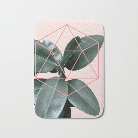 Geometric greenery III Bath Mat
