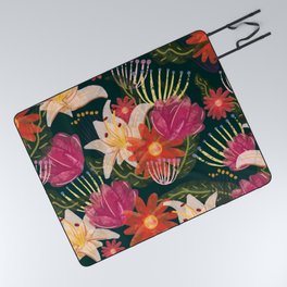 emerald watercolor floral pattern Picnic Blanket