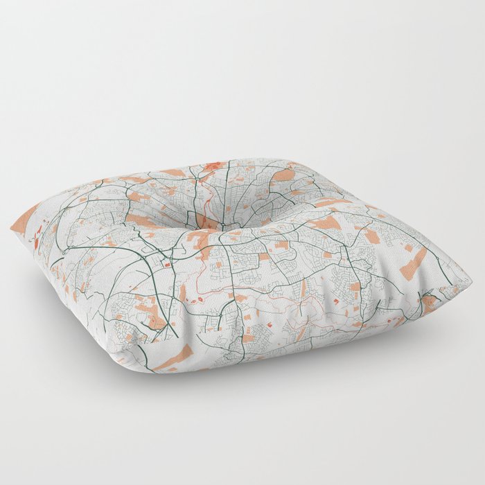 Leicestershire City Map of England - Bohemian Floor Pillow
