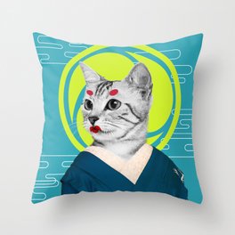 Geisha Cat Throw Pillow