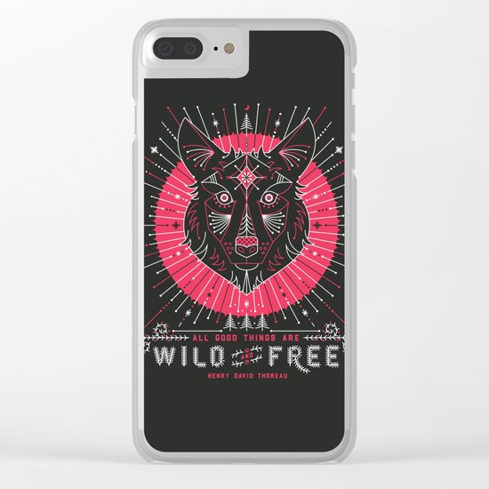 Wild & Free Wolf – Pink & Black Palette Clear iPhone Case